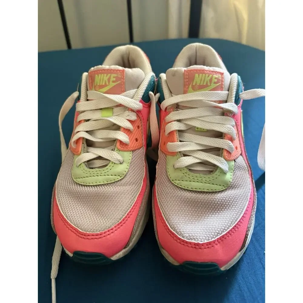 Nike Air Max 90 Highlight Volt Pink,Women's Low Top Lace Up Mesh DC1865-600, 7.5